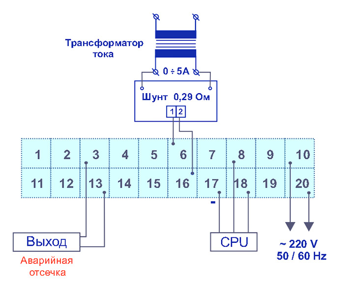 Схема подключения цифрового амперметра АЦ 02