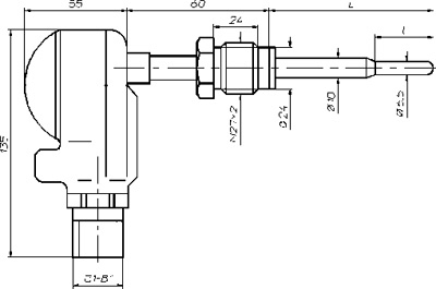 Рис.1. Габаритный чертеж термопреобразователя сопротивления ТСП/М-0989Р