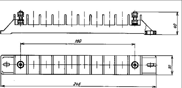 Схема габаритных размеров колодки СК-2В