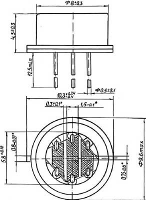 Габаритные размеры фоторезистора СФ2-12