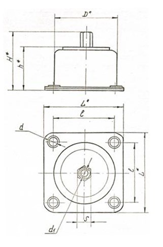 Схема габаритных размеров амортизатора АД-2А