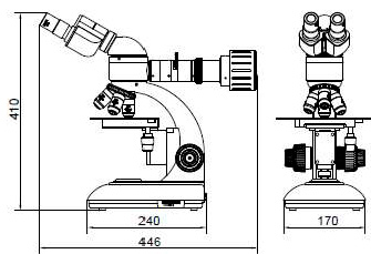 Рис.1. Габаритный чертеж микроскопа XUM501/502