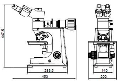 Рис.2. Габаритный чертеж микроскопа XUM503/504