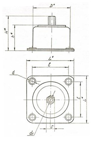 Рис.1. Схема габаритных размеров амортизатора АД-1А