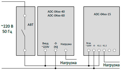 Рис.1. Схема подключения таймера ADC-0420-15