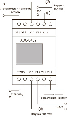 Рис.1. Схема циклического таймера ADC-0432