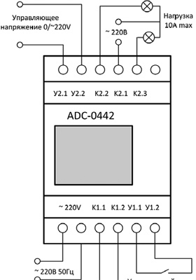 Рис.1. Схема подключения таймера ADC-0442