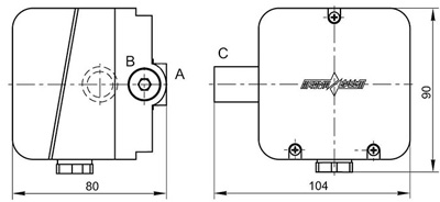 Рис.2. Габаритный чертеж датчик-реле давления газа ДРД-Т