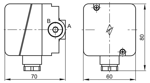 Рис.1. Габаритный чертеж датчика-реле давления газа ДРД