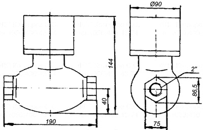 Рис.2. Габаритный чертеж реле протока РП-50