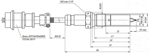 Рис.1. Габаритный чертеж ИС-470А датчика температуры