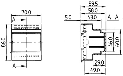 Рис.1. Схема габаритных размеров Aeroclim 8-svw контроллера