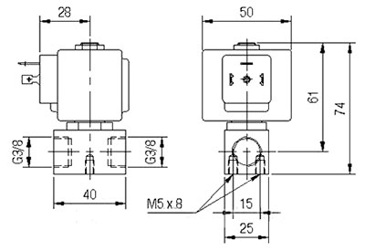 Рис.1. Схема клапана электромагнитного M2401 (341607)