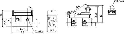Рис.1. Габаритный чертеж выключателя D4MC-2020 