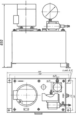 Рис.1. Габаритный чертеж маслонасосной установки МСА-17