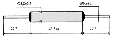 Размеры конденсаторов КТ-1Е, ОСКТ-1Е
