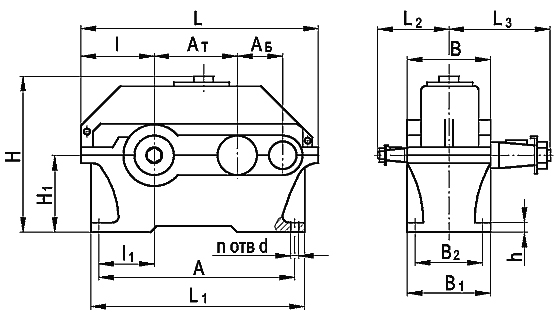 Размеры цилиндрических редукторов 1Ц2У-М