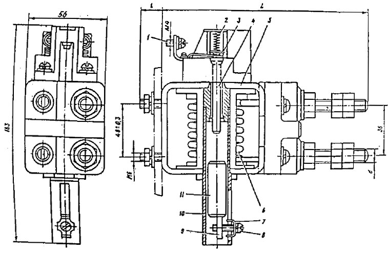 Рис. 1 - Габаритыне размеры и конструкция РЭО-401