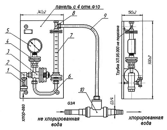 Конструкция хлоратора воды Лонии-100км