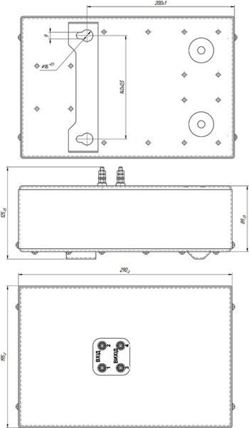 Рис.1. Габаритный чертеж фильтра путевого ФП–25М
