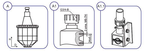 Рис.1. Схема монтажа светильников ГСП11, ЖСП11, РСП11: