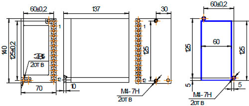 Рис.1. Схема габаритных размеров реле ЕЛ-17