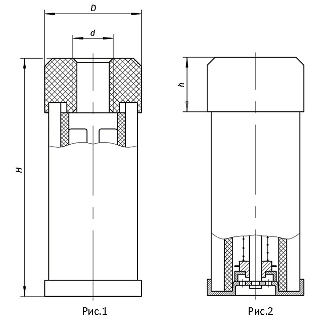 Схематический вид габаритных размеров фильтров всасывающих сетчатых с предохранительным клапаном и без клапана