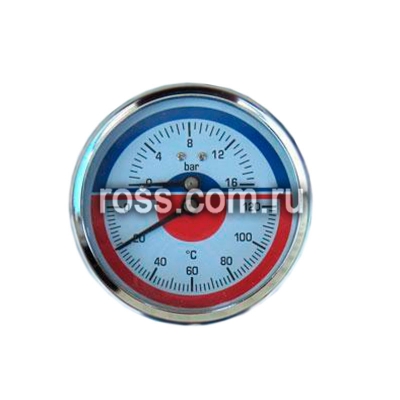 Термоманометр 10 bar/120C осевой (индикатор давления и температуры) фото 1